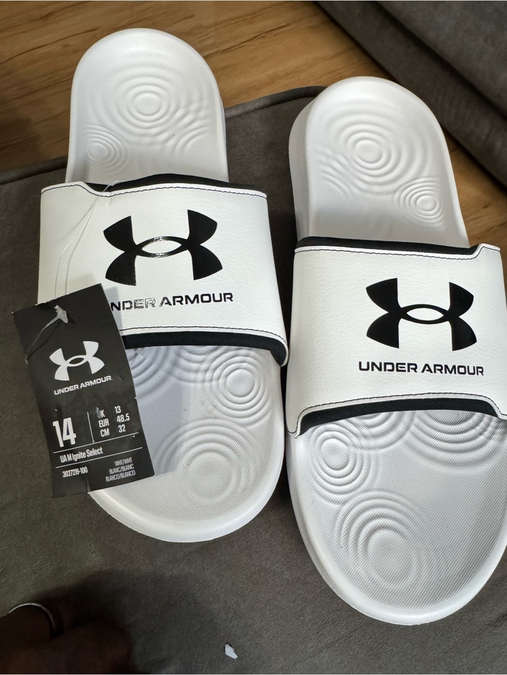 Under Armour White Slide Sandals